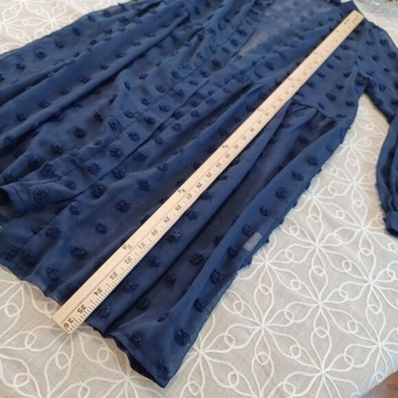 Elesol Swiss Dot Open Front Blue Kimono Cardigan Size Small - Picture 7 of 9